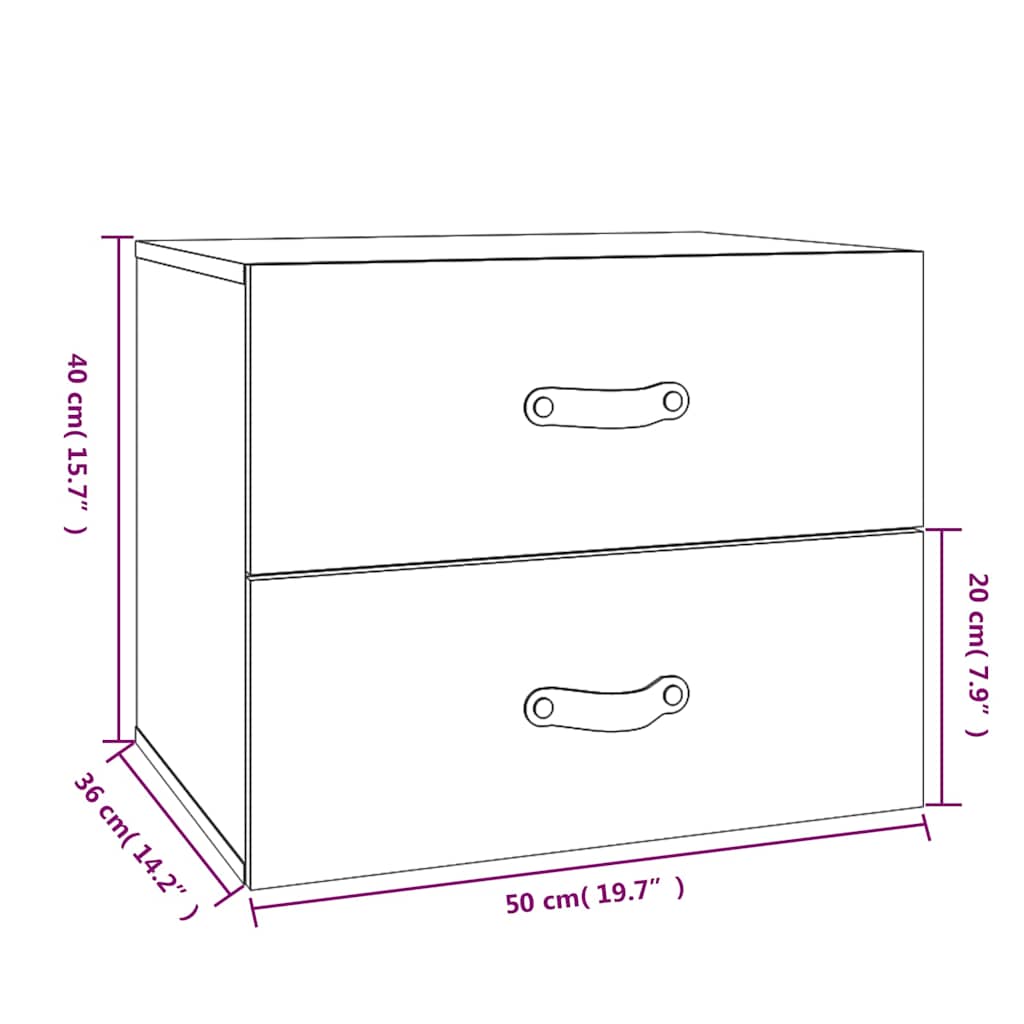 vidaXL Κομοδίνα Επιτοίχια 2 τεμ. Λευκά 50x36x40 εκ.