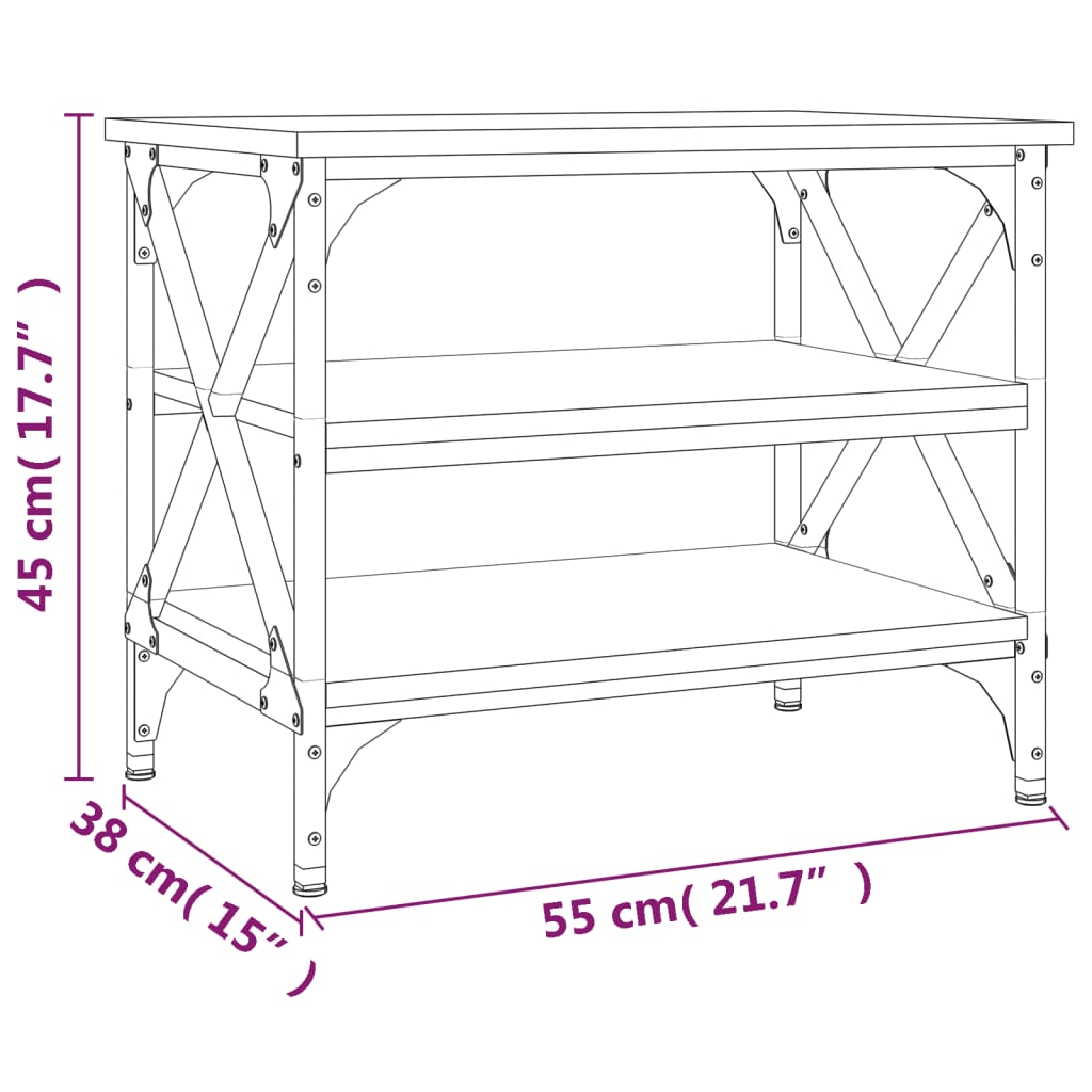 vidaXL Βοηθητικό Τραπέζι Καφέ Δρυς 55x38x45 εκ. Επεξεργασμένο Ξύλο
