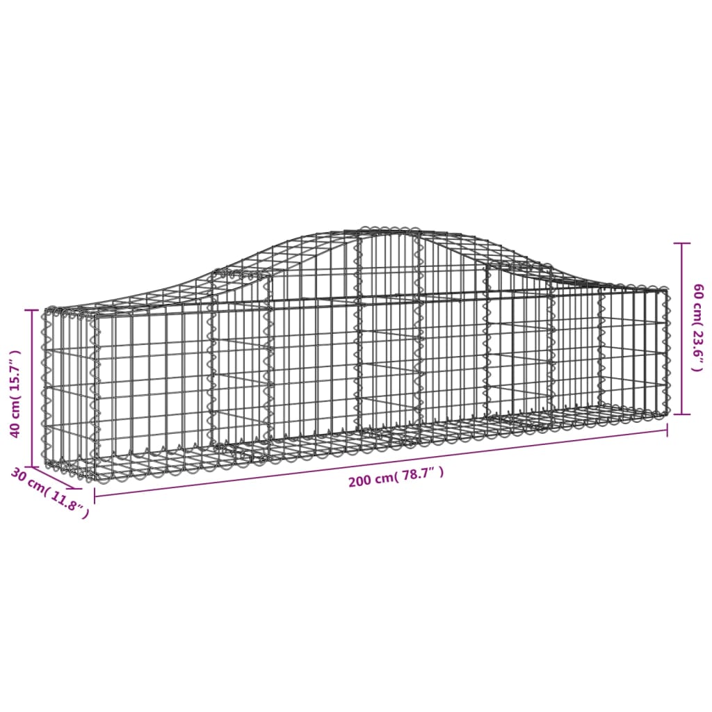 vidaXL Συρματοκιβώτια Τοξωτά 5 τεμ. 200x30x40/60 εκ. Γαλβαν. Ατσάλι