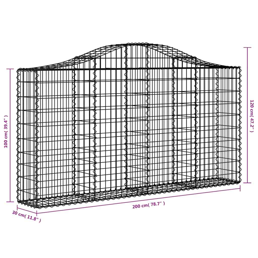 vidaXL Συρματοκιβώτια Τοξωτά 13 τεμ. 200x30x100/120 εκ. Γαλβαν. Ατσάλι