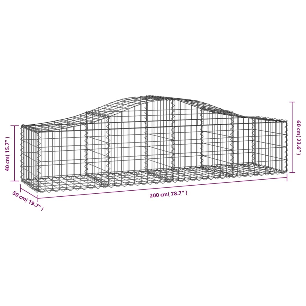 vidaXL Συρματοκιβώτια Τοξωτά 40 τεμ. 200x50x40/60 εκ. Γαλβαν. Ατσάλι