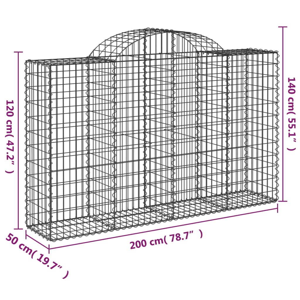 vidaXL Συρματοκιβώτια Τοξωτά 13 τεμ. 200x50x120/140 εκ. Γαλβαν. Ατσάλι