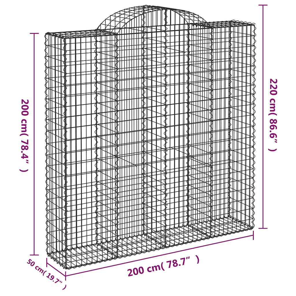 vidaXL Συρματοκιβώτια Τοξωτά 7 τεμ. 200x50x200/220 εκ. Γαλβαν. Ατσάλι