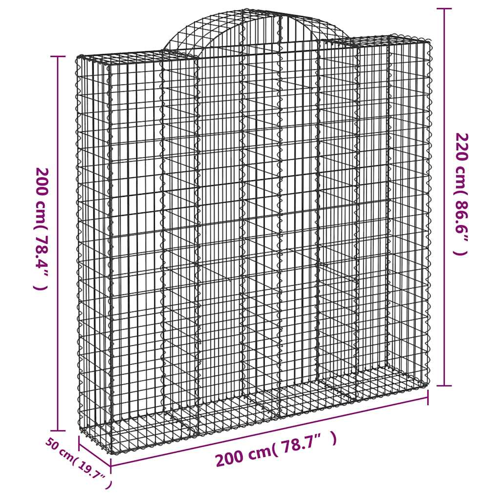 vidaXL Συρματοκιβώτια Τοξωτά 9 τεμ. 200x50x200/220 εκ. Γαλβαν. Ατσάλι