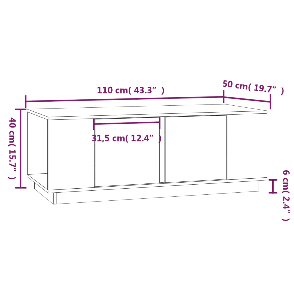 vidaXL Τραπεζάκι Σαλονιού Γκρι 110x50x40 εκ. από Μασίφ Ξύλο Πεύκου