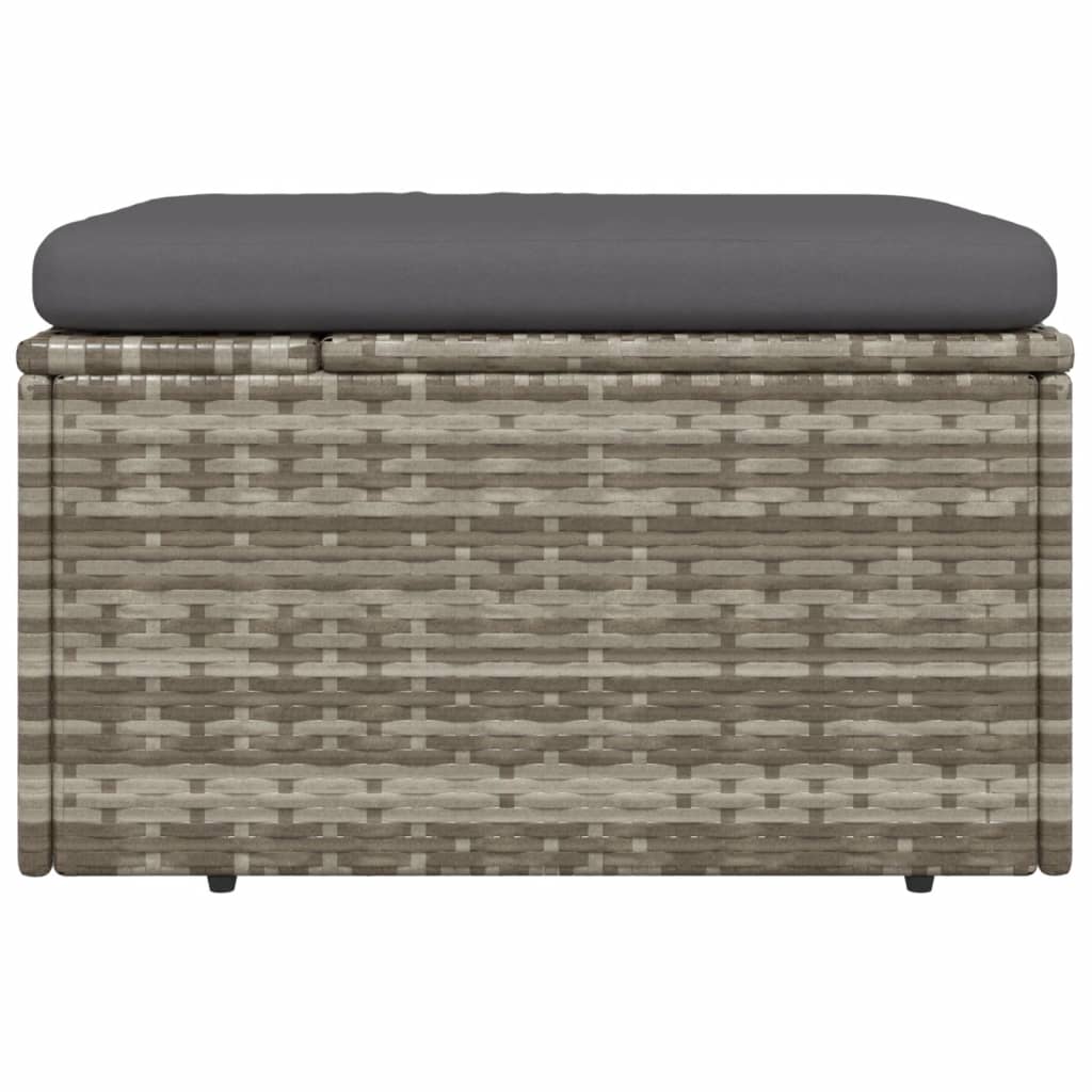 vidaXL Υποπόδιο Κήπου Γκρι 55x55x30 εκ. Συνθετικό Ρατάν με Μαξιλάρι