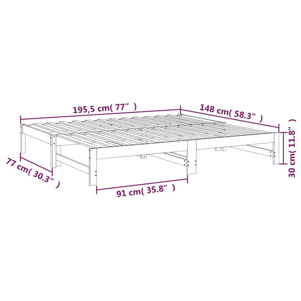 vidaXL Καναπές Κρεβάτι Συρόμενος 75x190 εκ. Μασίφ Ξύλο Πεύκου