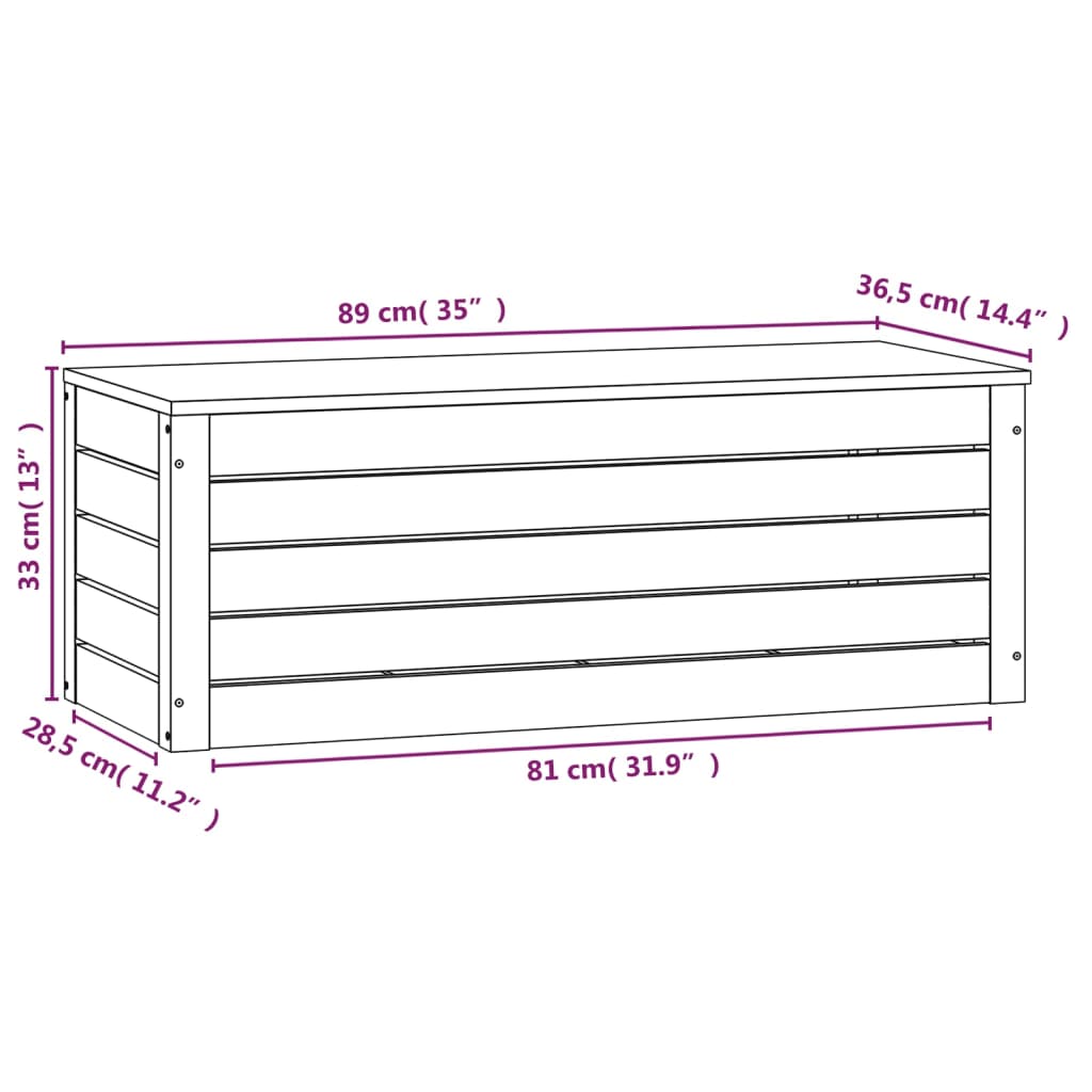 vidaXL Κουτί Αποθήκευσης Καφέ Μελί 89x36,5x33 εκ. Μασίφ Ξύλο Πεύκου