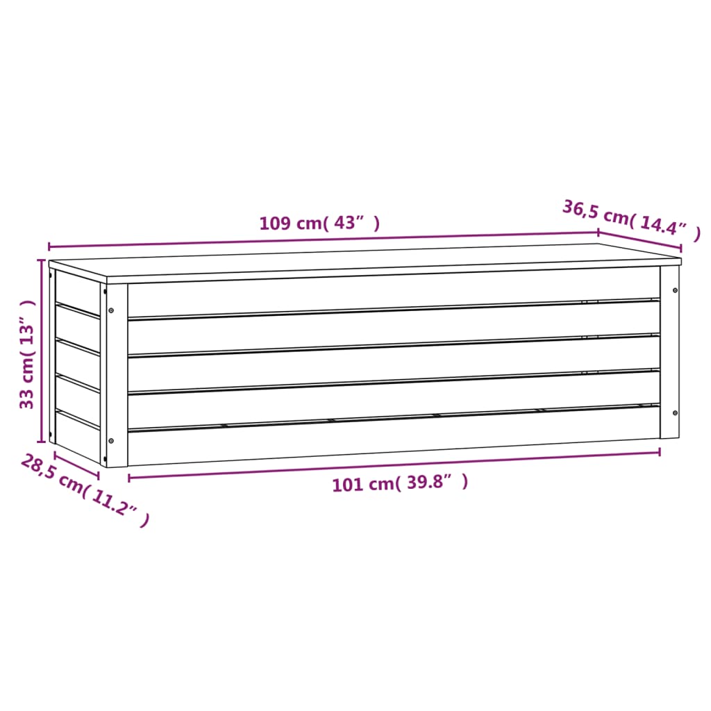 vidaXL Κουτί Αποθήκευσης Λευκό 109x36,5x33 εκ από Μασίφ Ξύλο Πεύκου