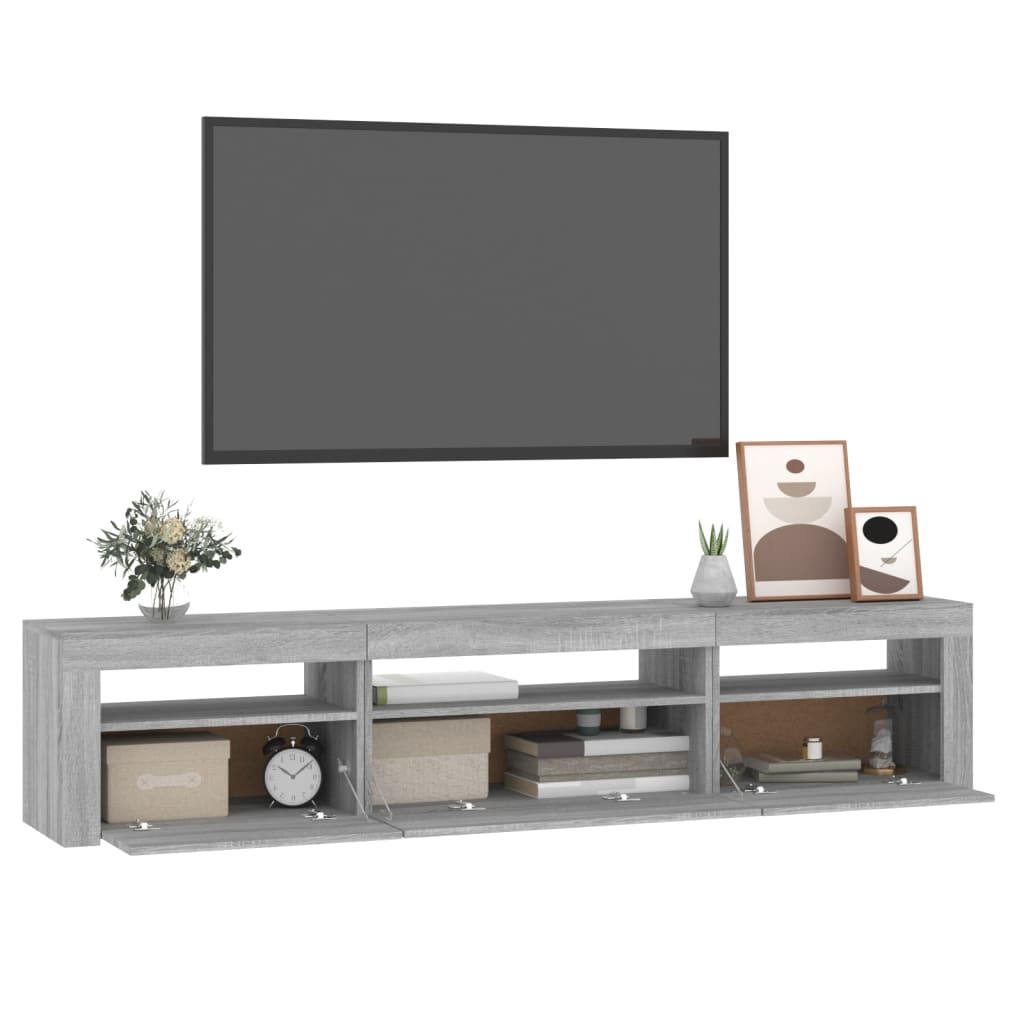 vidaXL Έπιπλο Τηλεόρασης με LED Γκρι Sonoma 195x35x40 εκ.