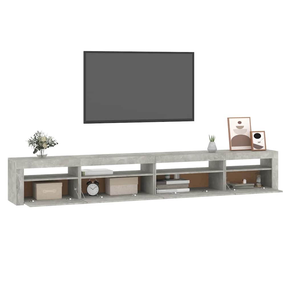 vidaXL Έπιπλο Τηλεόρασης με LED Γκρι Σκυροδέματος 270x35x40 εκ.