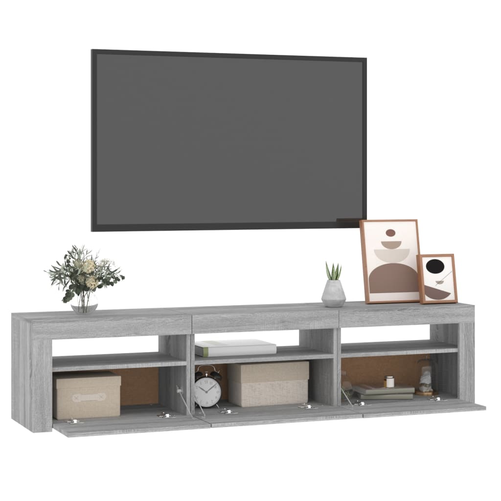 vidaXL Έπιπλο Τηλεόρασης με LED Γκρι Sonoma 180x35x40 εκ.