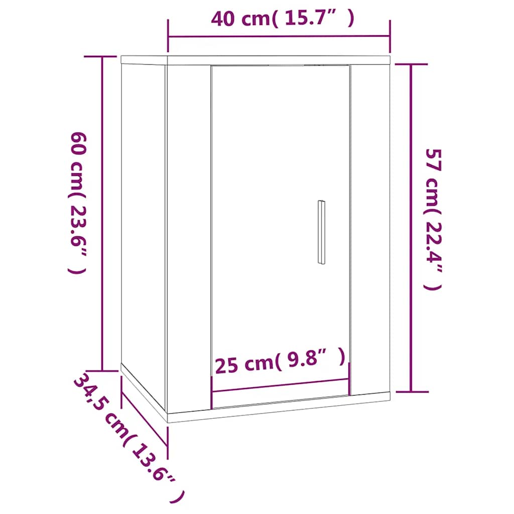 vidaXL Έπιπλο Τηλεόρασης Επιτοίχιο Μαύρο 40x34,5x60 εκ.