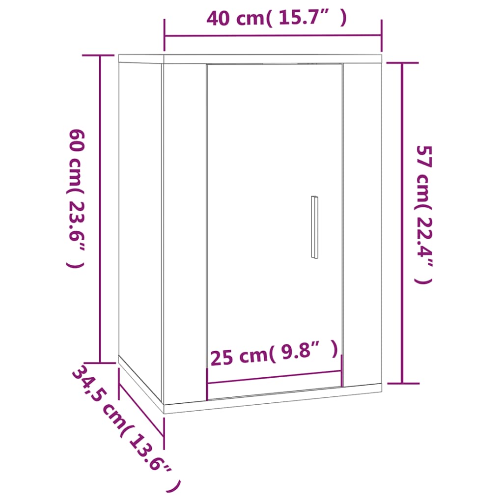 vidaXL Έπιπλο Τηλεόρασης Επιτοίχιο Καφέ Δρυς 40x34,5x60 εκ.