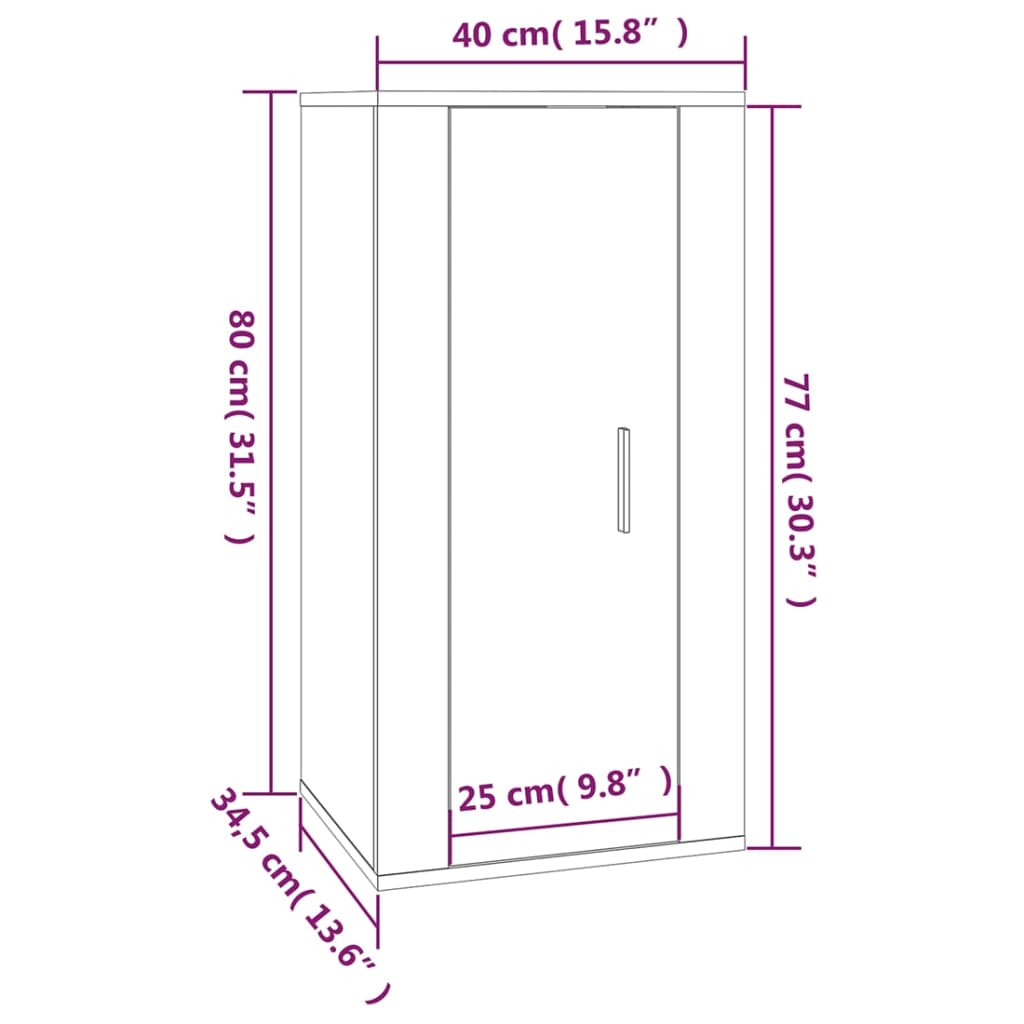 vidaXL Έπιπλο Τηλεόρασης Επιτοίχιο Λευκό 40x34,5x80 εκ.