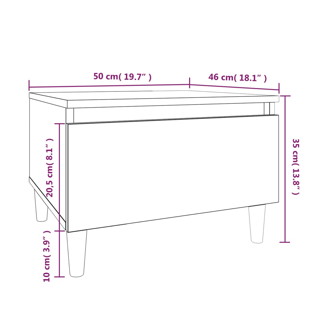 vidaXL Βοηθητικό Τραπέζι Καπνιστή Δρυς 50x46x35 εκ. Επεξεργασμένο Ξύλο