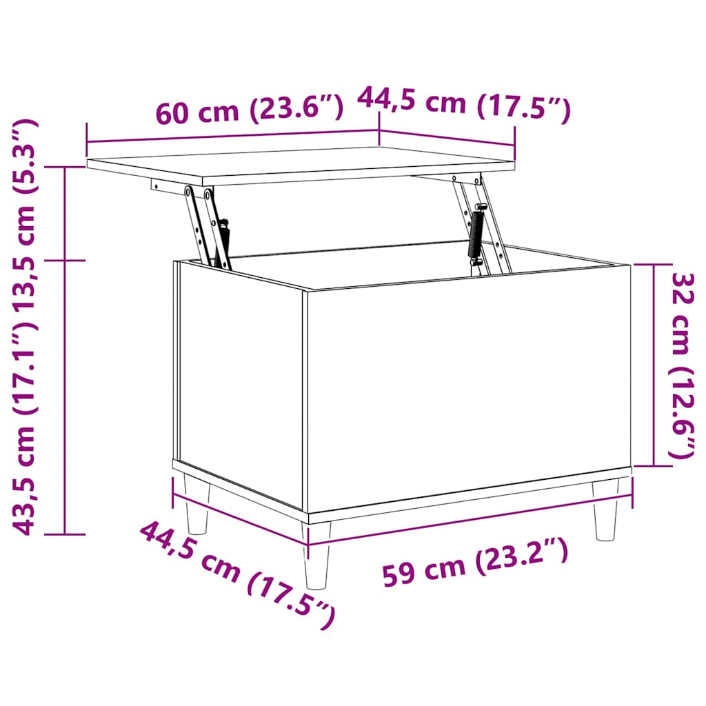 vidaXL Τραπεζάκι Σαλονιού Καφέ Δρυς 60x44,5x45 εκ. Επεξεργασμένο Ξύλο