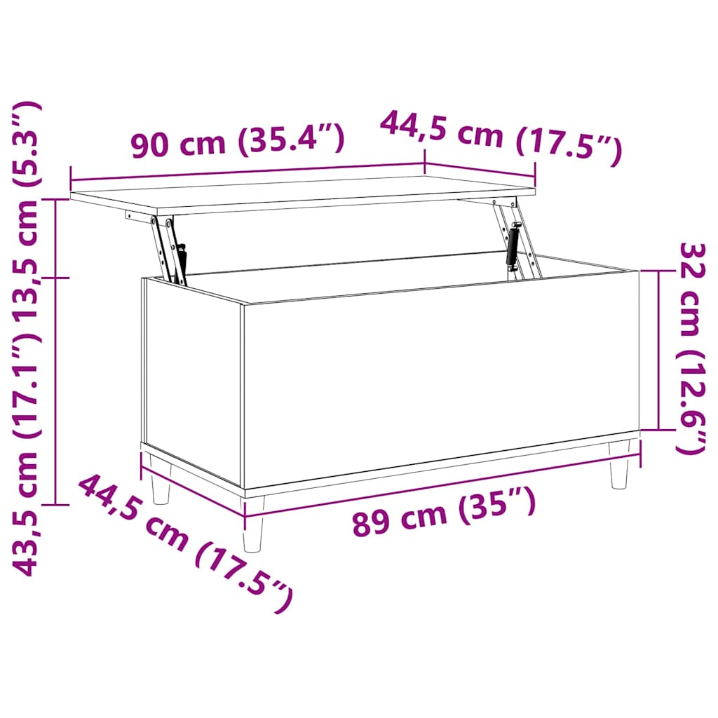vidaXL Τραπεζάκι Σαλονιού Γκρι Sonoma 90x44,5x45 εκ.Επεξεργασμένο Ξύλο