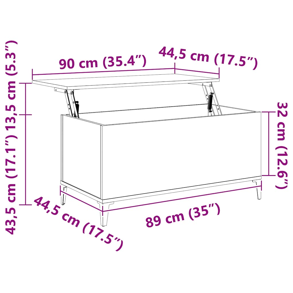 vidaXL Τραπεζάκι Σαλονιού Γκρι Σκυροδ. 90x44,5x45 εκ. Επεξεργ. Ξύλο