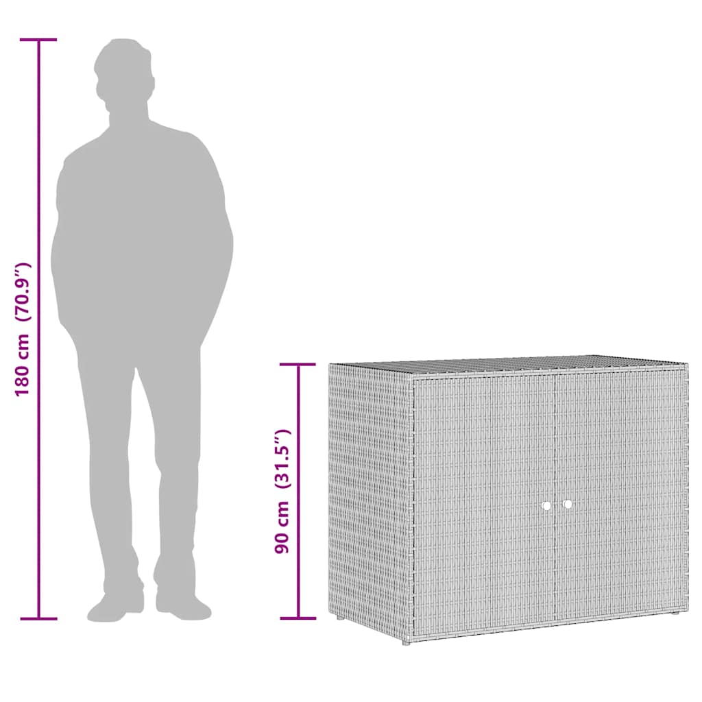 vidaXL Ντουλάπι Αποθήκευσης Κήπου Μαύρο 100x55,5x80 εκ Συνθετικό Ρατάν