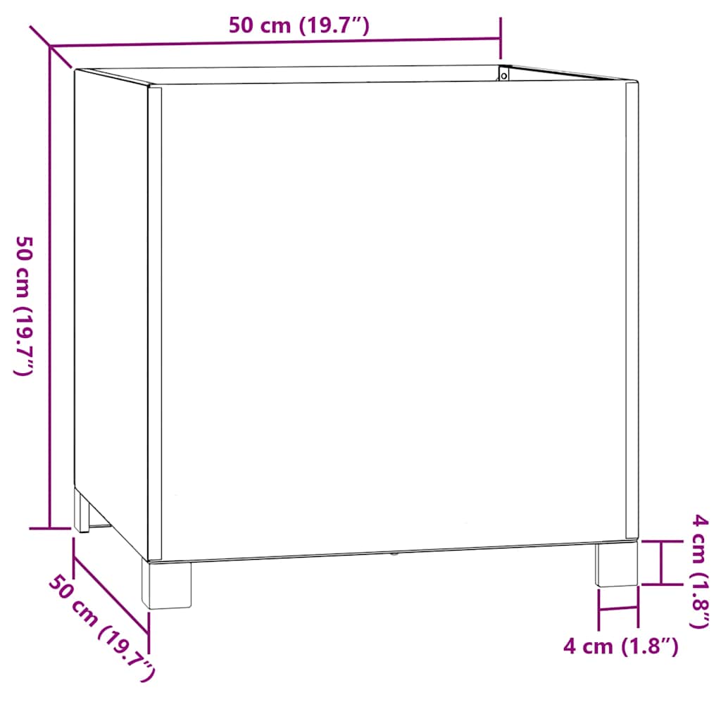 vidaXL Ζαρντινιέρες 2τεμ. Σκουρ. 50x50x50εκ Ατσάλι Σκληρυθέν στον Αέρα