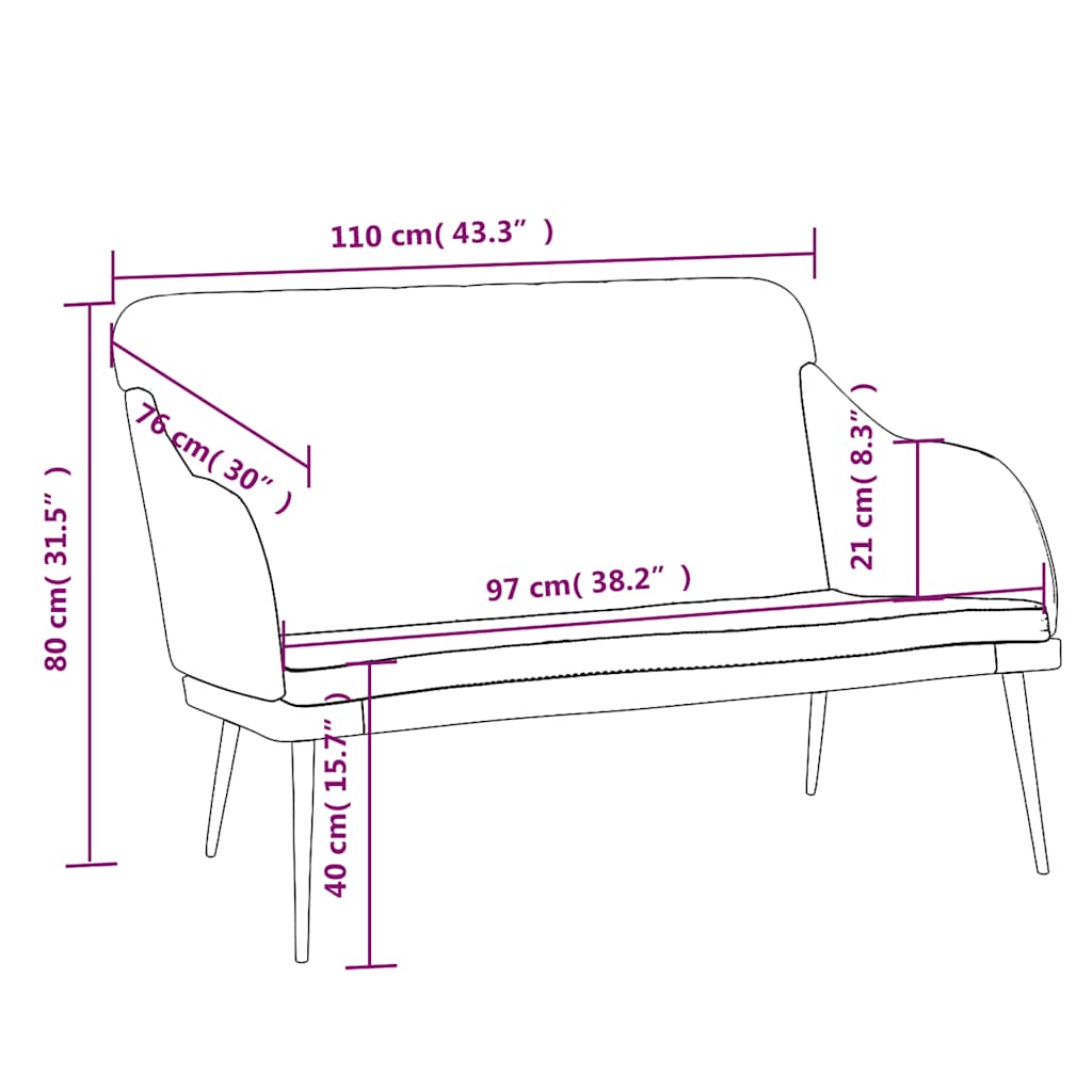 vidaXL Πάγκος Μπλε 110x76x80 εκ. Βελούδινος