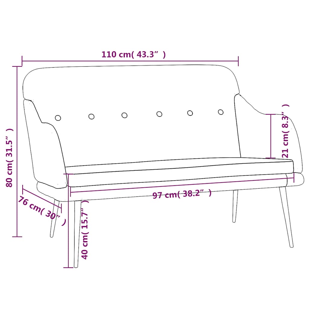 vidaXL Πάγκος Μαύρος 110x76x80 εκ. Υφασμάτινος