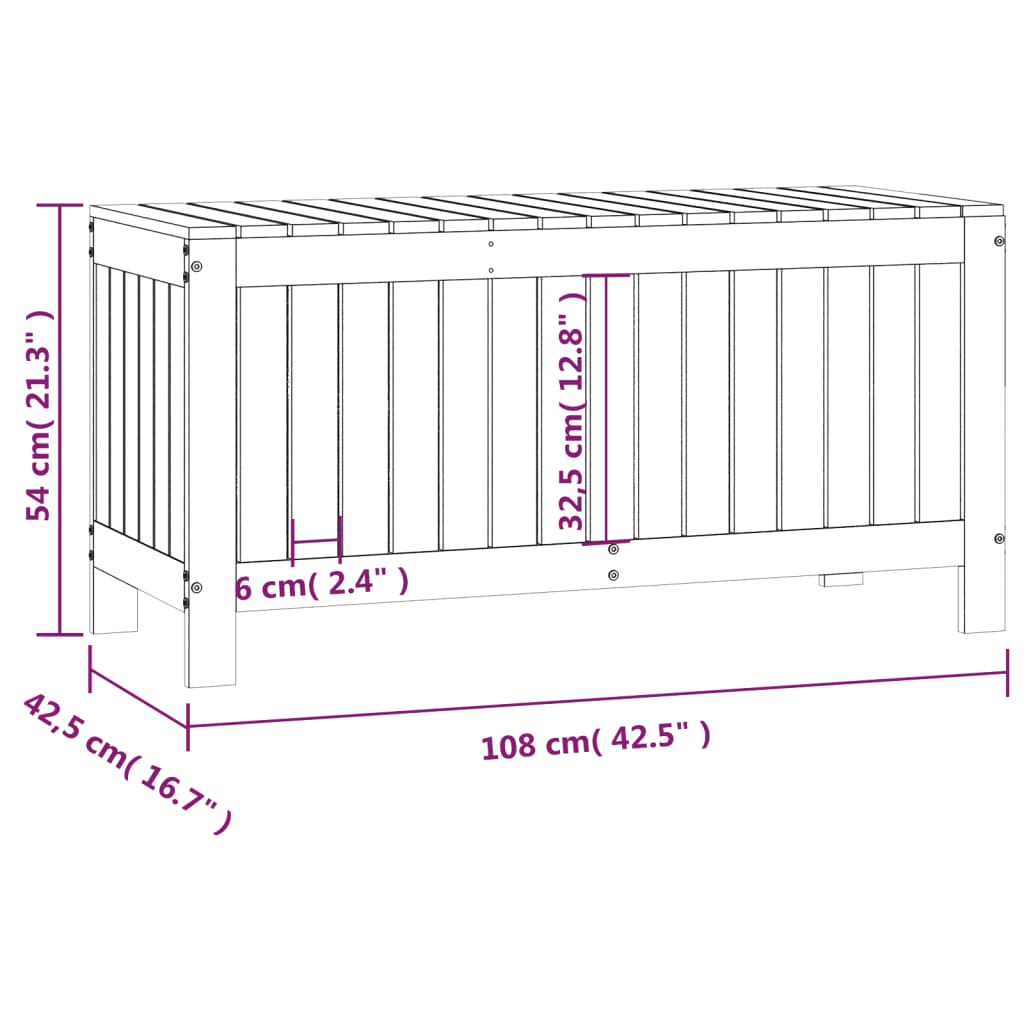 vidaXL Μπαούλο Αποθήκευσης Κήπου 76x42,5x54 εκ. Μασίφ Ξύλο Πεύκου
