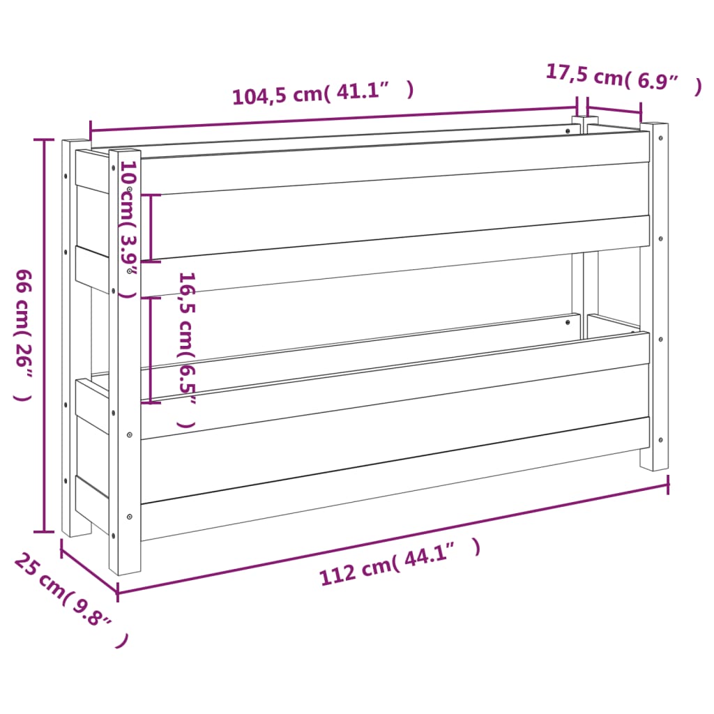 vidaXL Ζαρντινιέρα Λευκή 112x25x66 εκ. από Μασίφ Ξύλο Πεύκου
