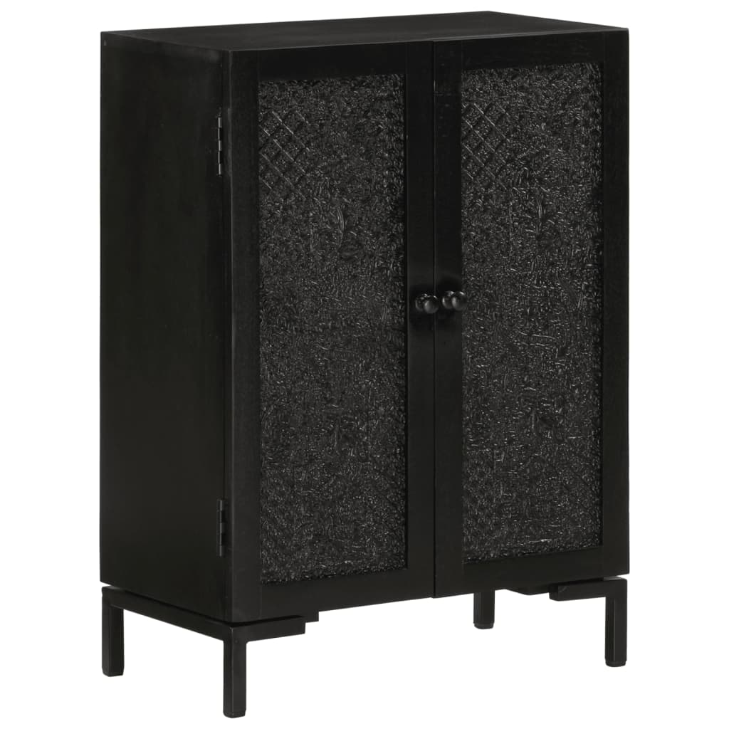 vidaXL Ντουλάπι Μαύρο 55x30x77 εκ. από Μασίφ Ξύλο Μάνγκο και Σίδηρο
