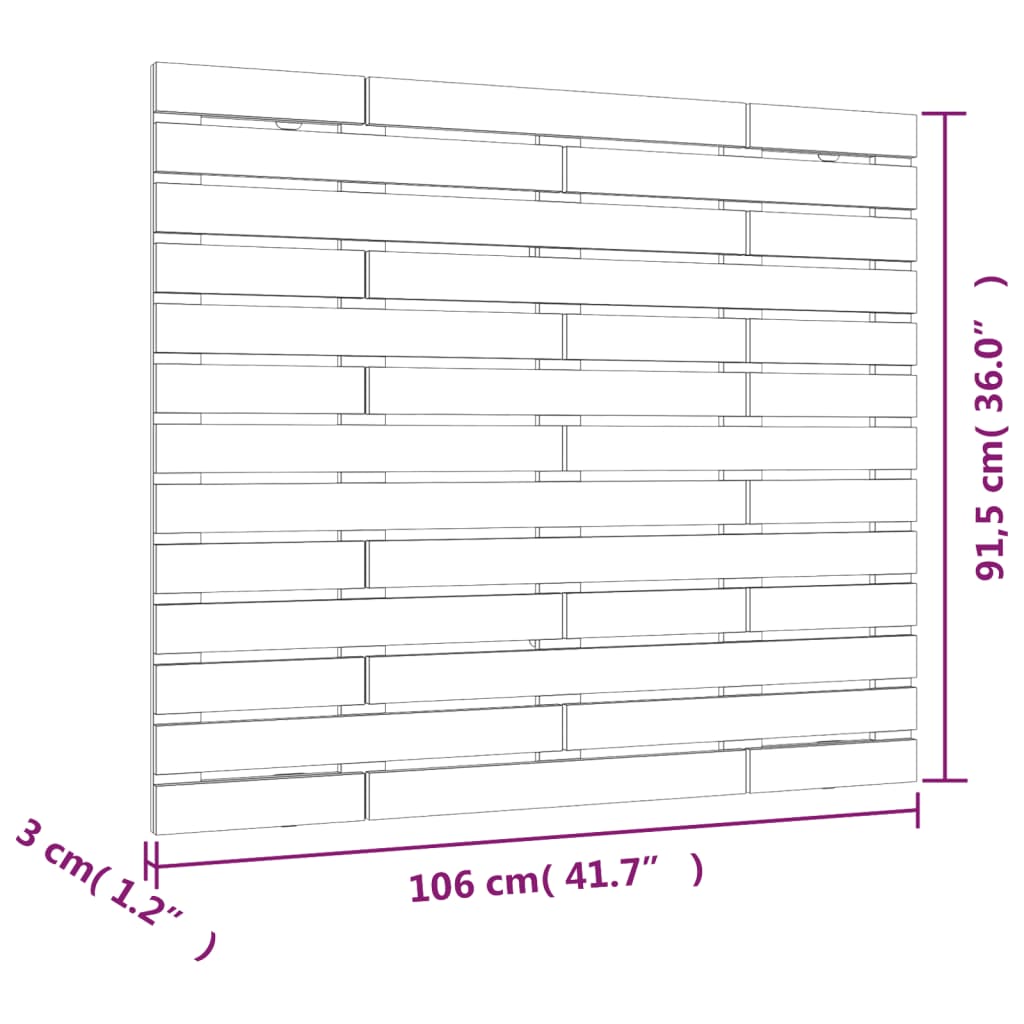 vidaXL Κεφαλάρι Επιτοίχιο 106 x 3 x 91,5 εκ. από Μασίφ Ξύλο Πεύκου