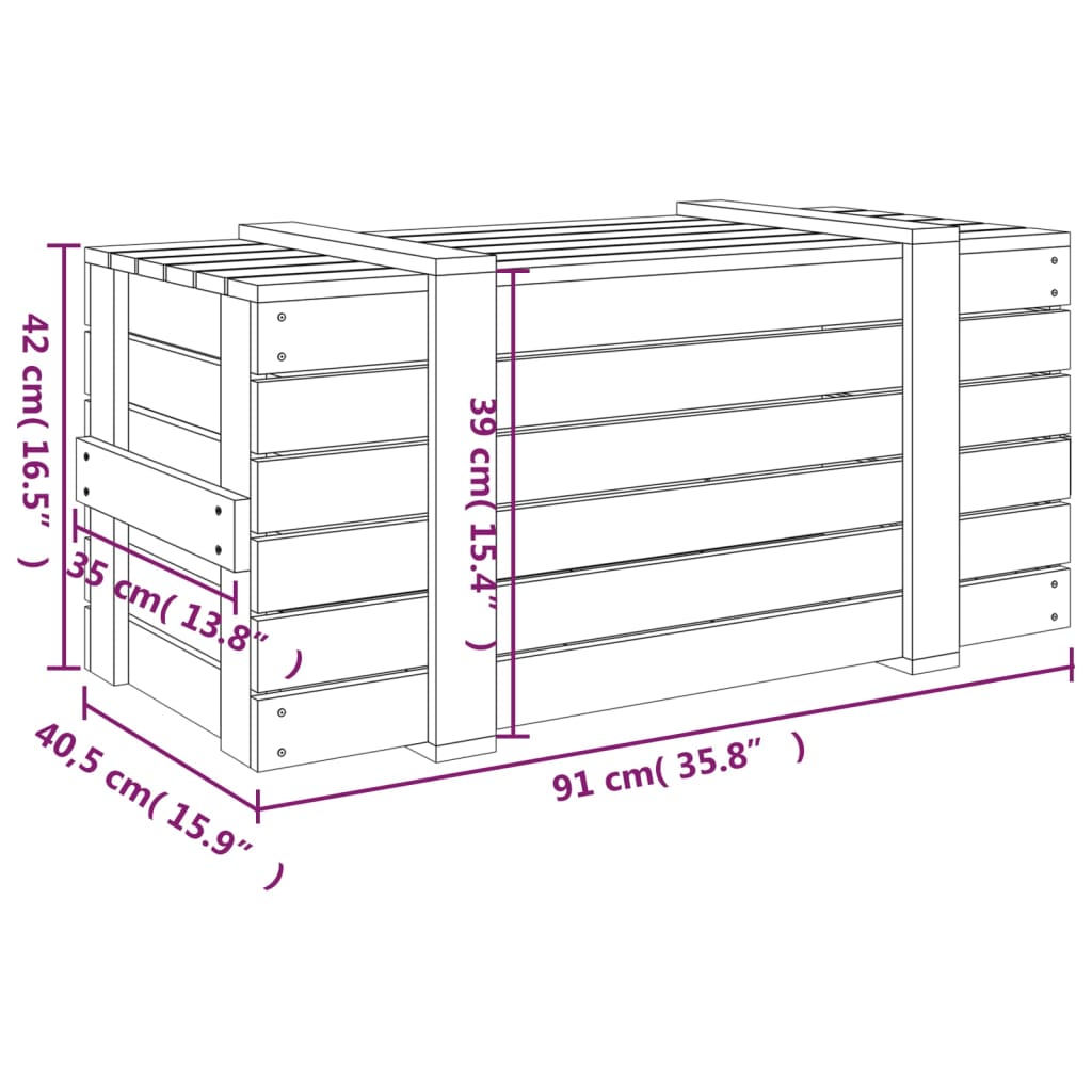 vidaXL Κουτί Αποθήκευσης Μαύρα 91x40,5x42 εκ. Μασίφ Ξύλο Πεύκου