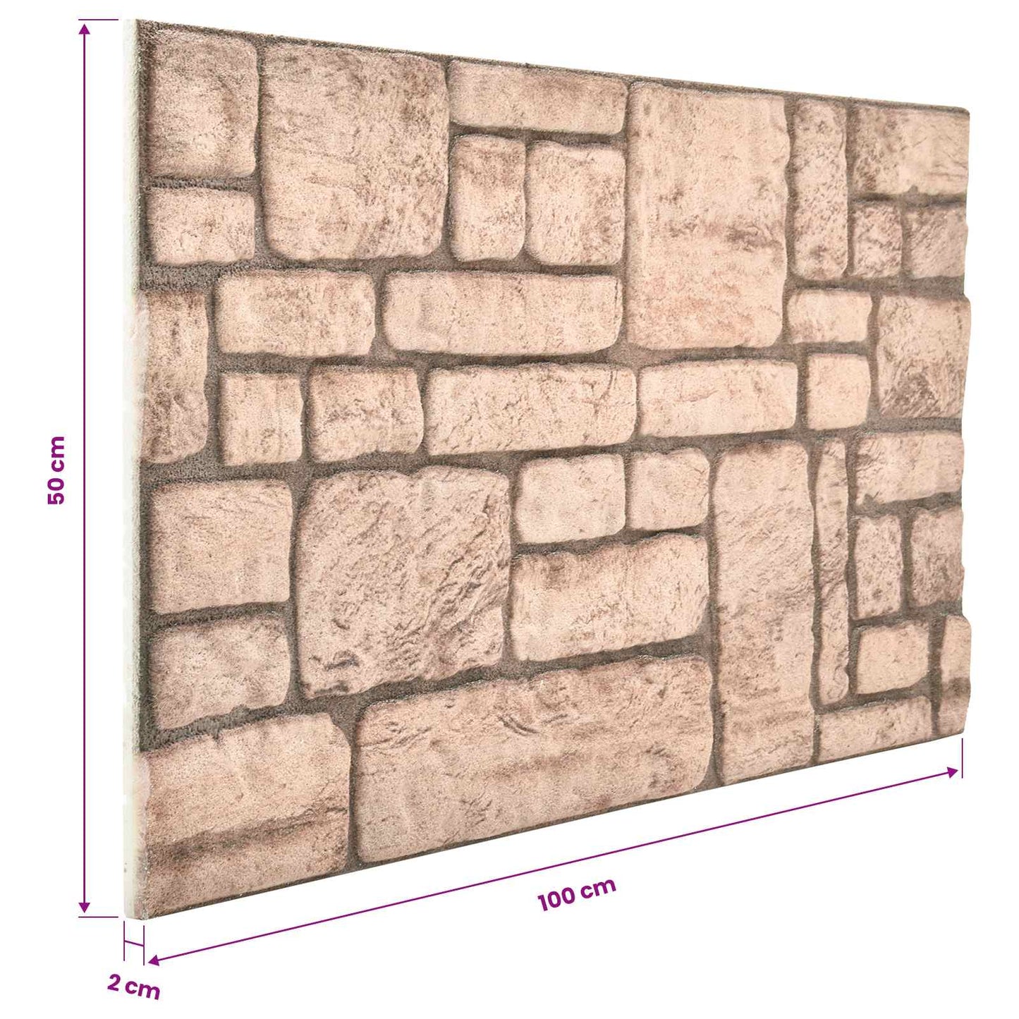 vidaXL Πάνελ τοίχου 10 pcs Μπεζ 100 x 50 cm Αφρός EPS