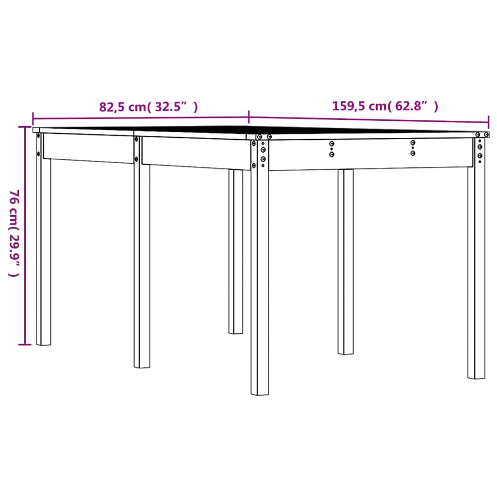vidaXL Τραπέζι Κήπου Λευκό 159,5x82,5x76 εκ. από Μασίφ Ξύλο Πεύκου