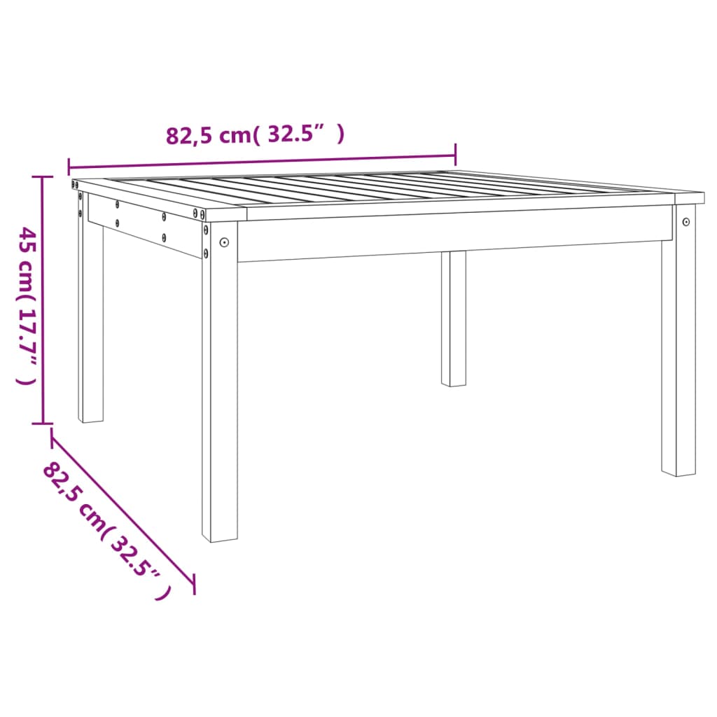 vidaXL Τραπέζι Κήπου 82,5x82,5x45 εκ. από Μασίφ Ξύλο Ψευδοτσούγκας