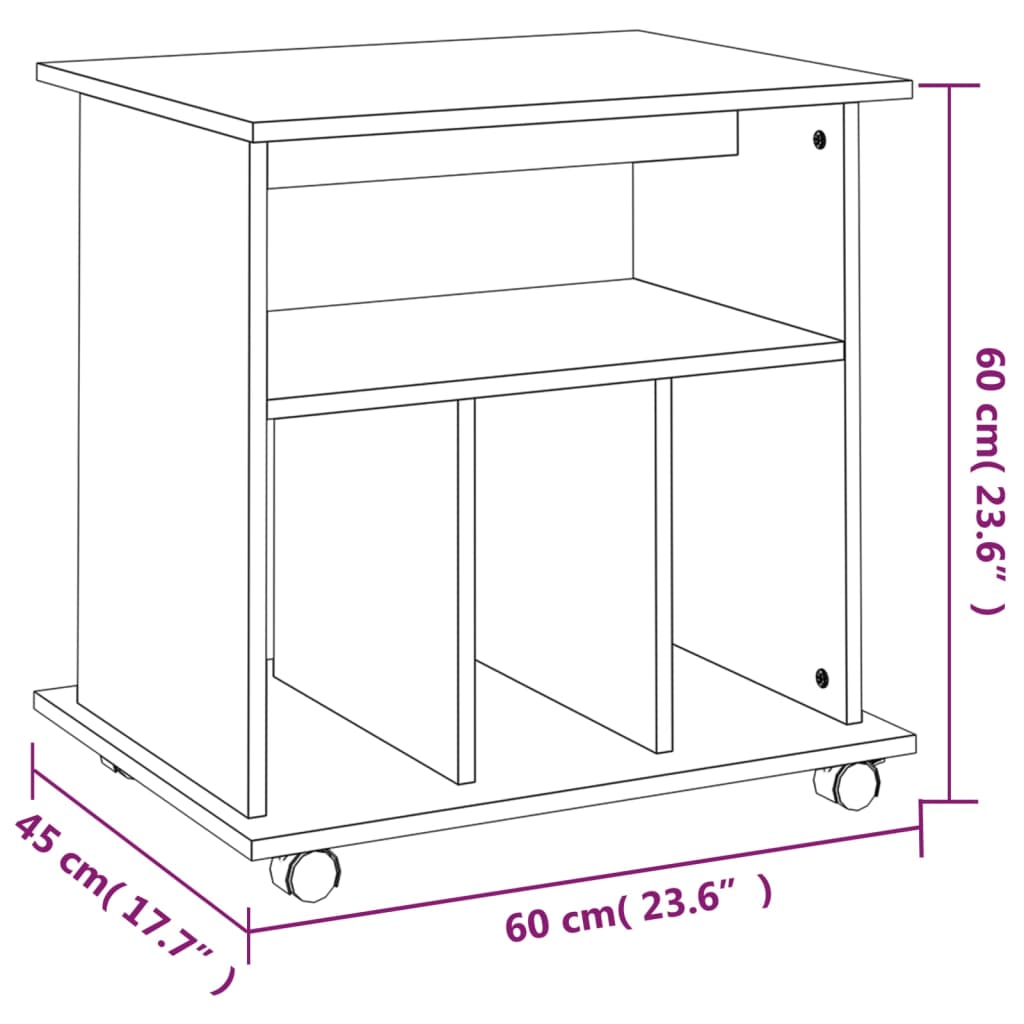 vidaXL Ντουλάπι Με Ροδάκια Γκρι Sonoma 60x45x60 εκ. Επεξεργασμένο Ξύλο