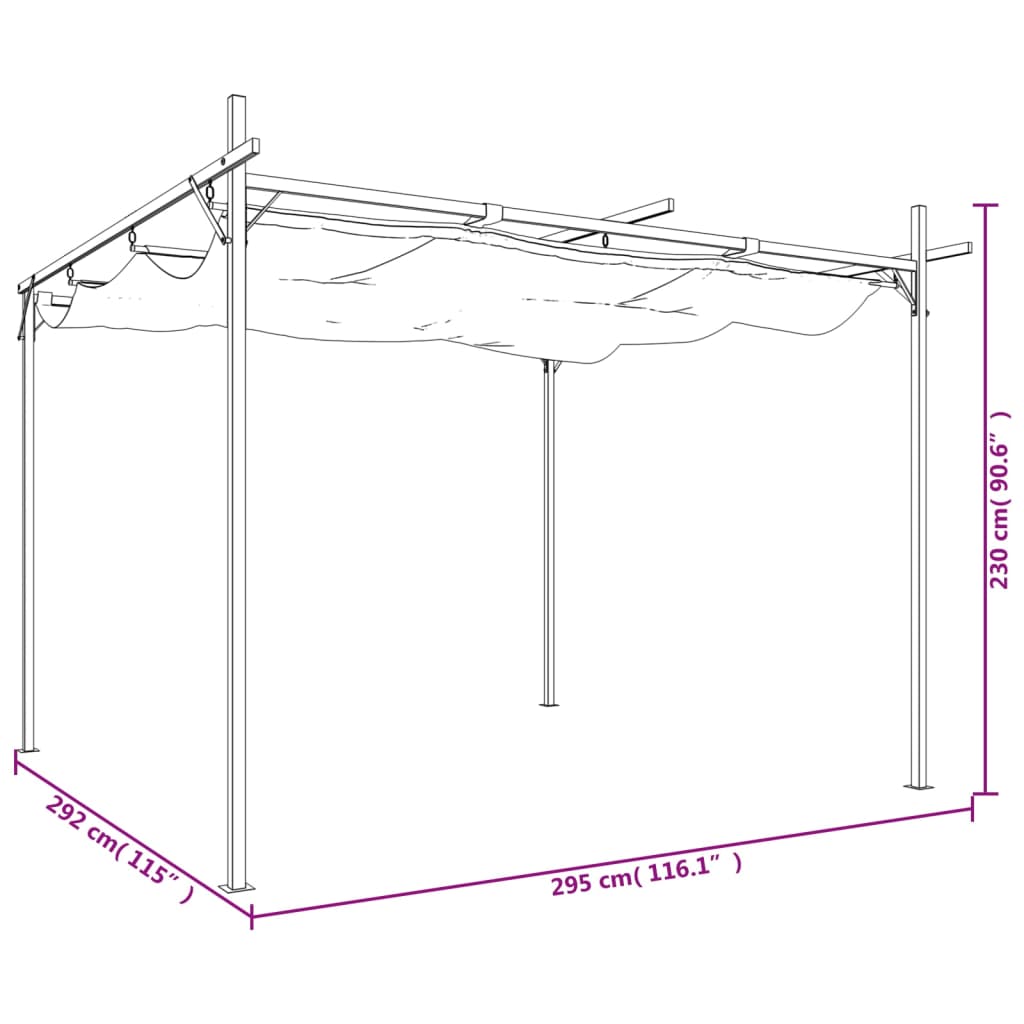 vidaXL Πέργκολα με Πτυσσόμενη Οροφή Taupe 295 x 292 x 230 εκ.