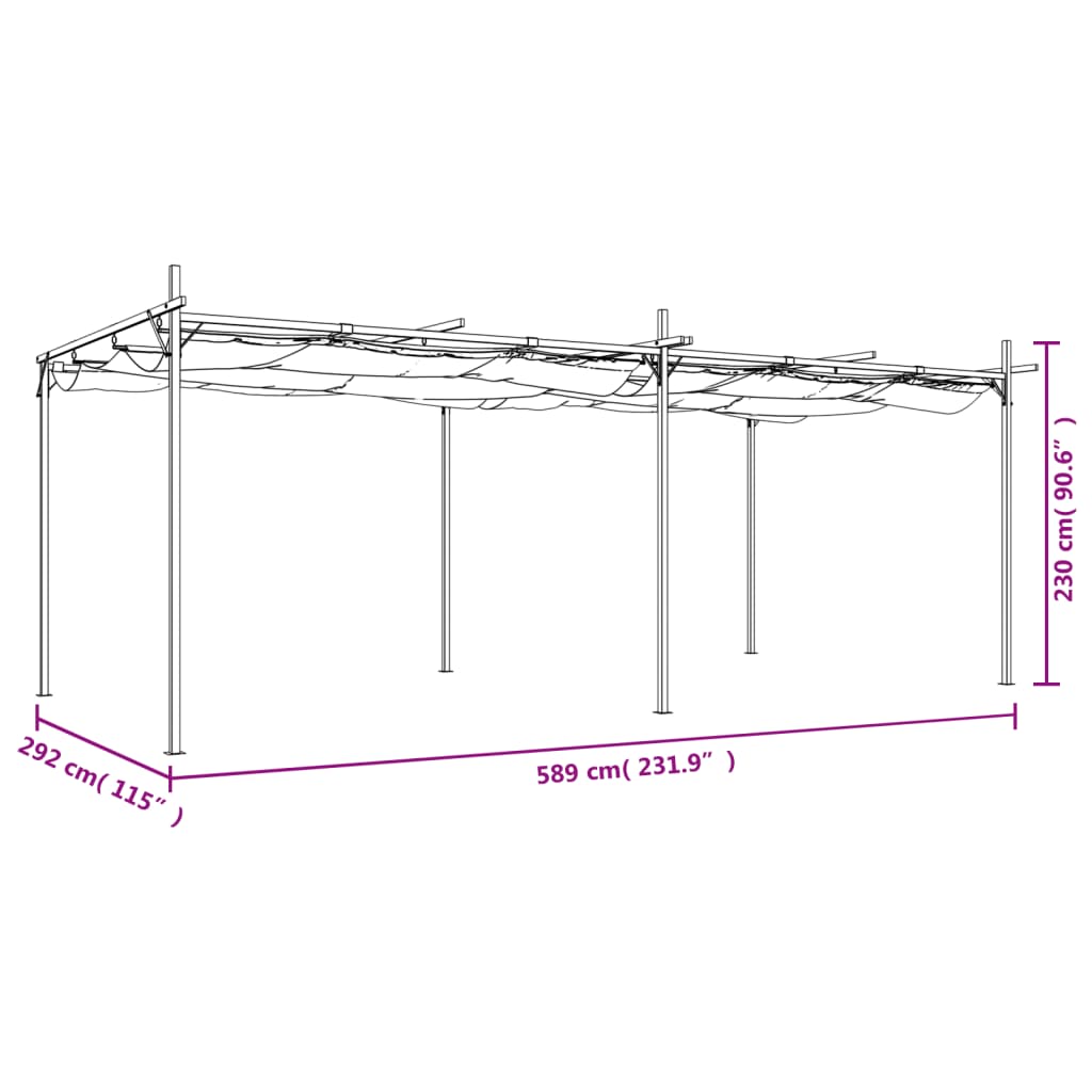 vidaXL Πέργκολα με Πτυσσόμενη Οροφή Κρεμ 295 x 292 x 230 εκ.