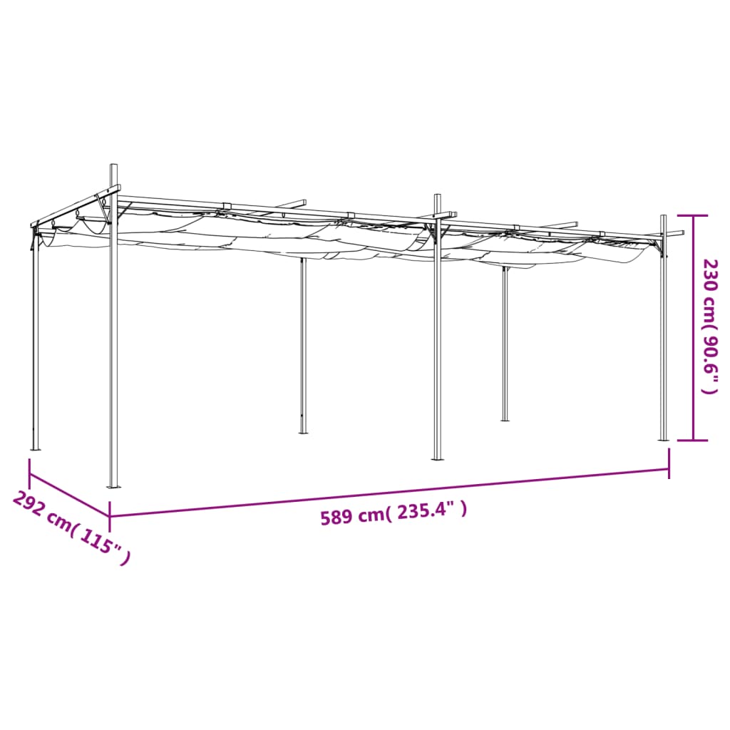 vidaXL Πέργκολα με Πτυσσόμενη Οροφή Ανθρακί 589 x 292 x 230 εκ.