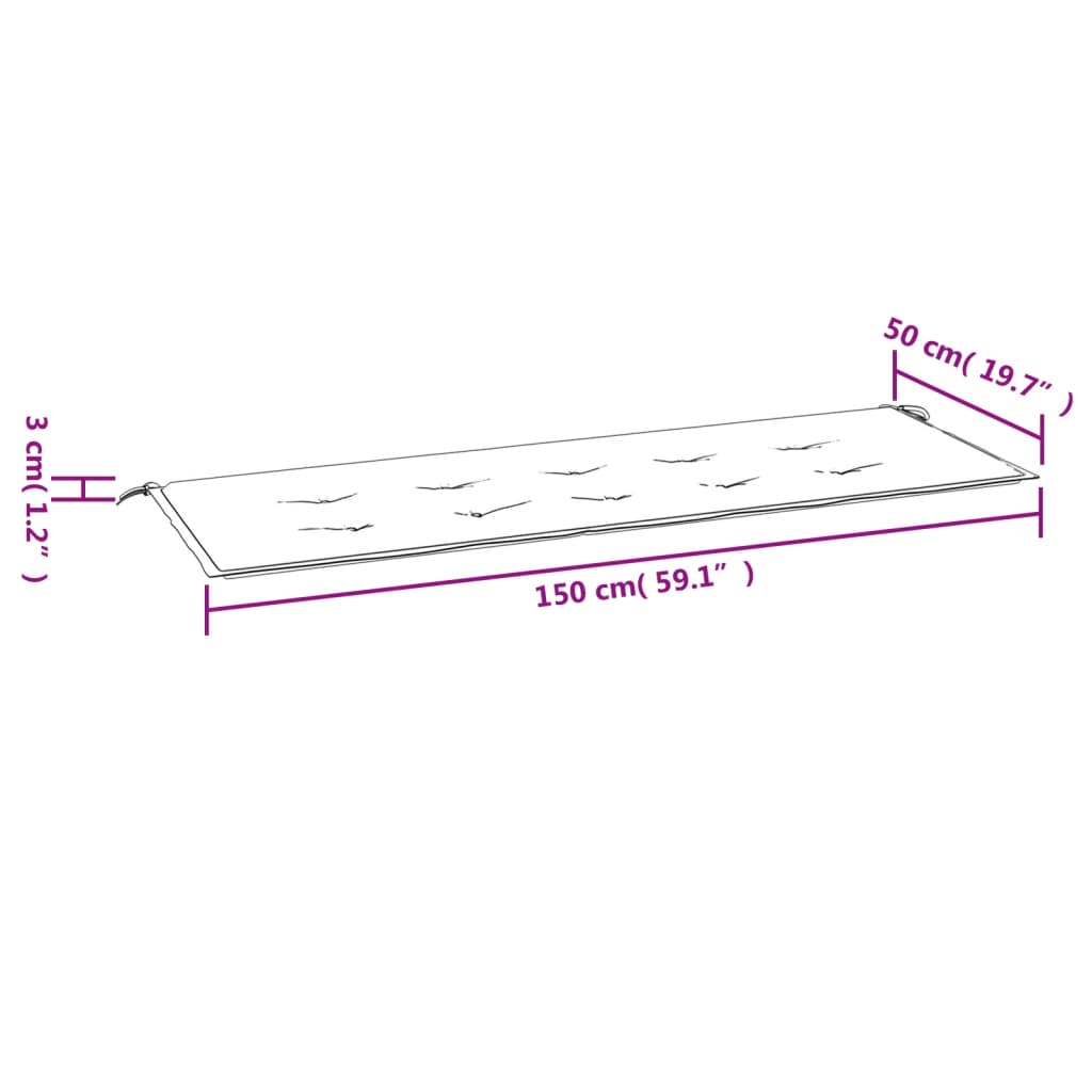 vidaXL Μαξιλάρι Πάγκου Κήπου Σχέδιο Φύλλων 150x50x3 εκ. Ύφασμα Oxford