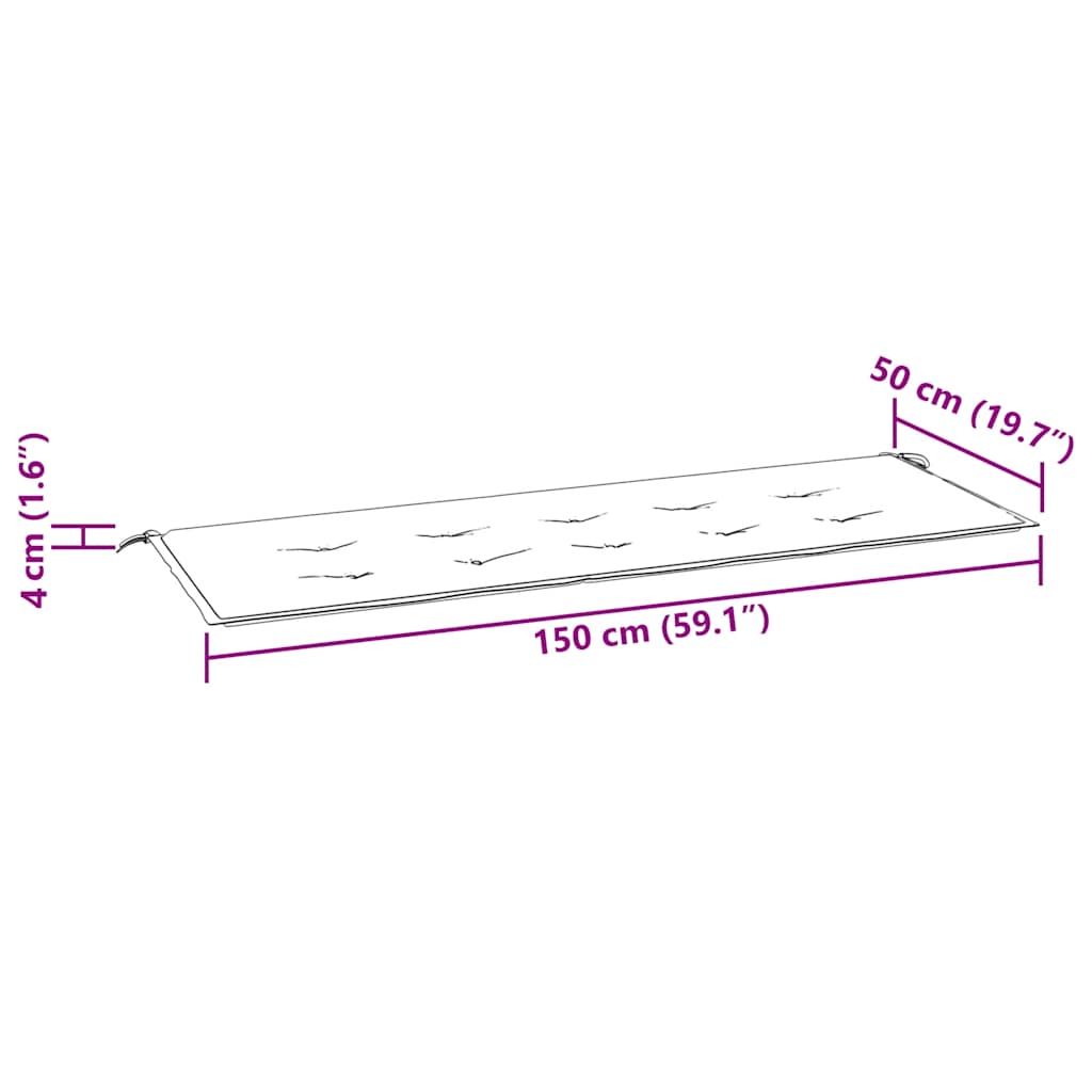 vidaXL Μαξιλάρι Πάγκου Κήπου Σχέδιο Φύλλων 150x50x4 εκ. Ύφασμα Oxford