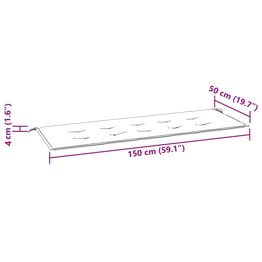 vidaXL Μαξιλάρι Πάγκου Κήπου Τιρκουάζ 150x50x4 εκ. Ύφασμα Oxford