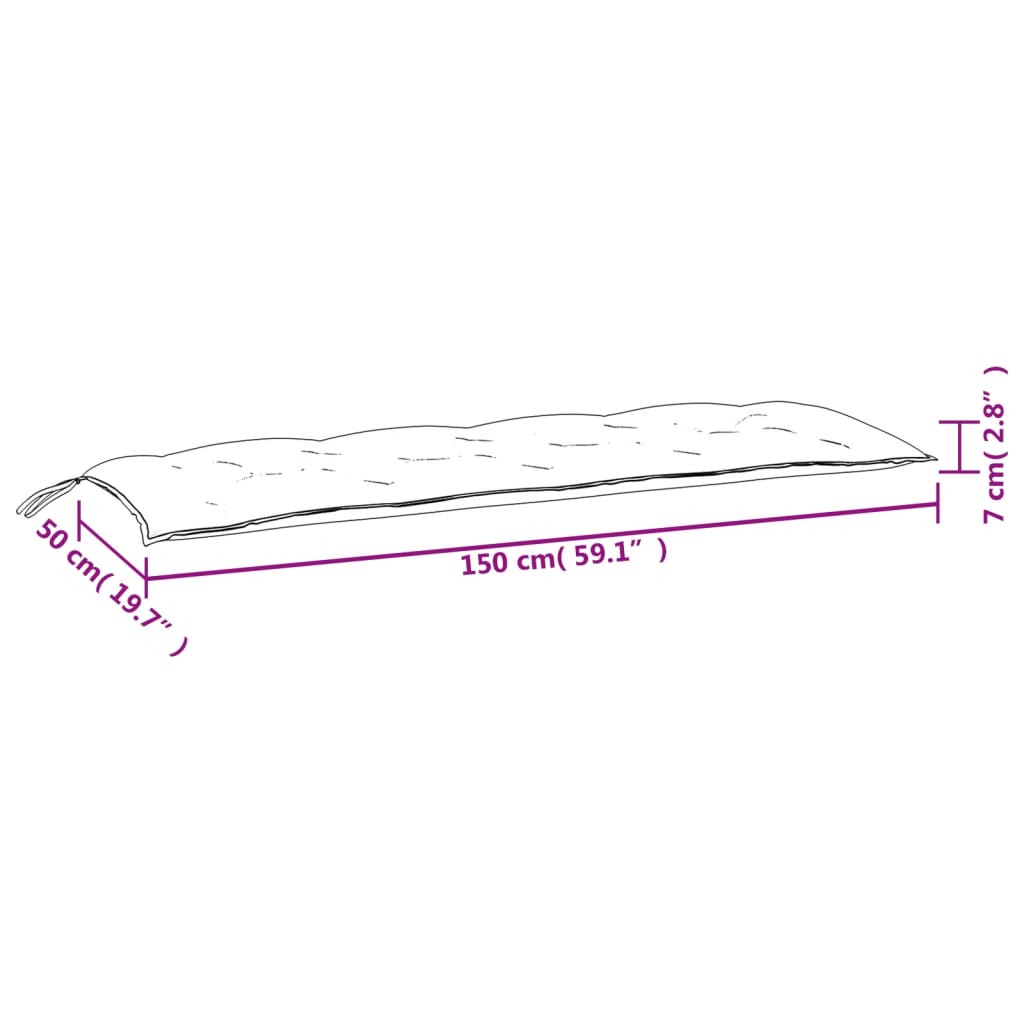 vidaXL Μαξιλάρι Πάγκου Κήπου Γαλάζιο 150x50x7 εκ. Ύφασμα Oxford