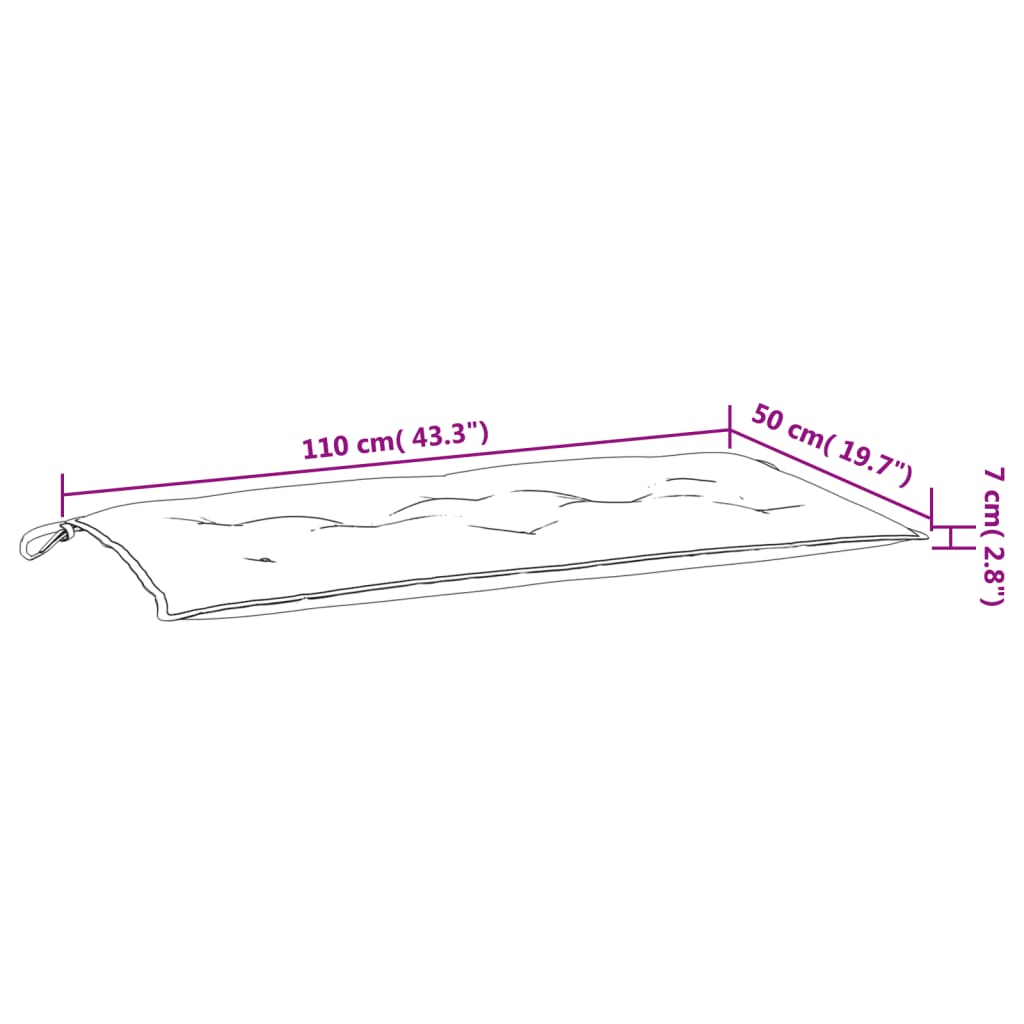 vidaXL Μαξιλάρι Πάγκου Κήπου Τιρκουάζ 110 x 50 x 7 εκ. Υφασμάτινο