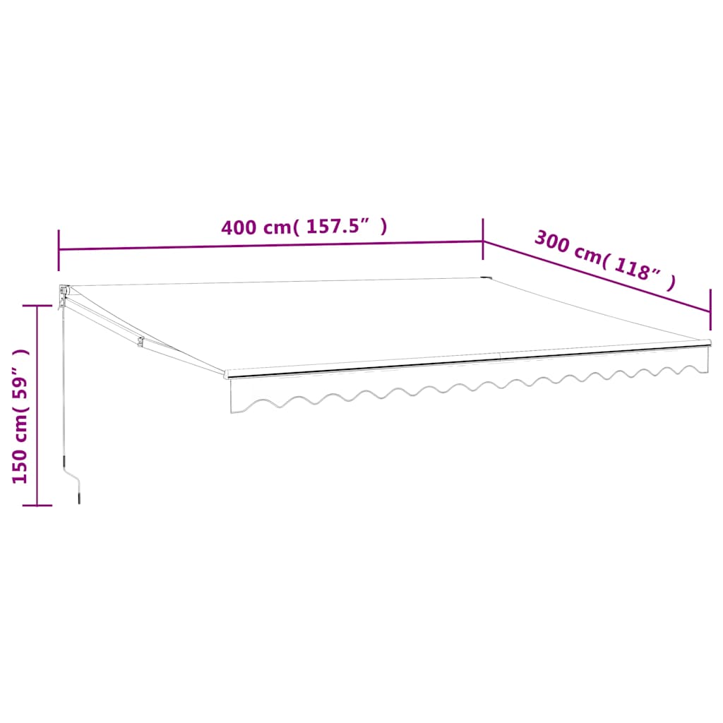 vidaXL Τέντα Πτυσσόμενη Αυτόματη Κρεμ 4 x 3 μ.