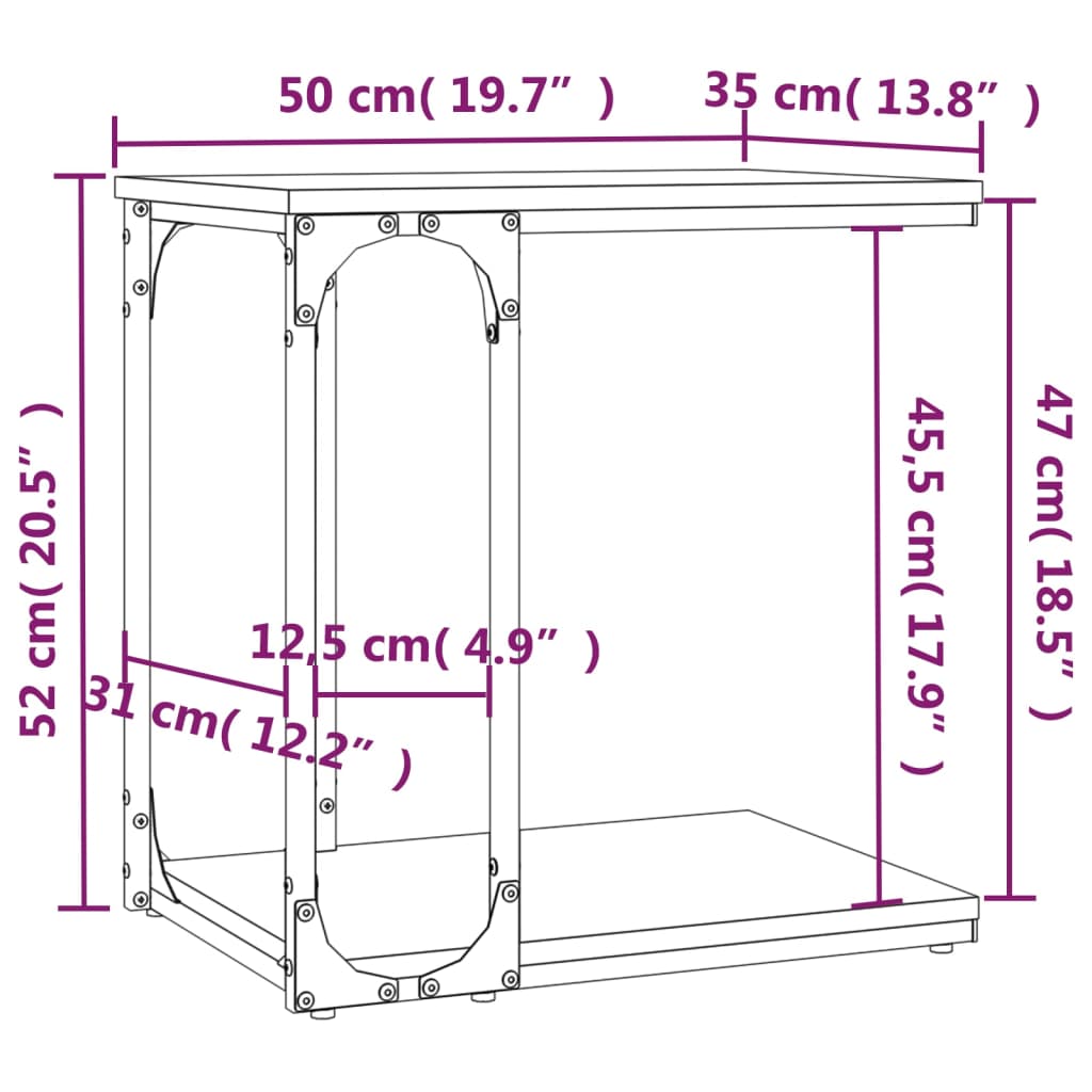 vidaXL Βοηθητικό Τραπέζι Sonoma Δρυς 50x35x52 εκ. Επεξεργασμένο Ξύλο