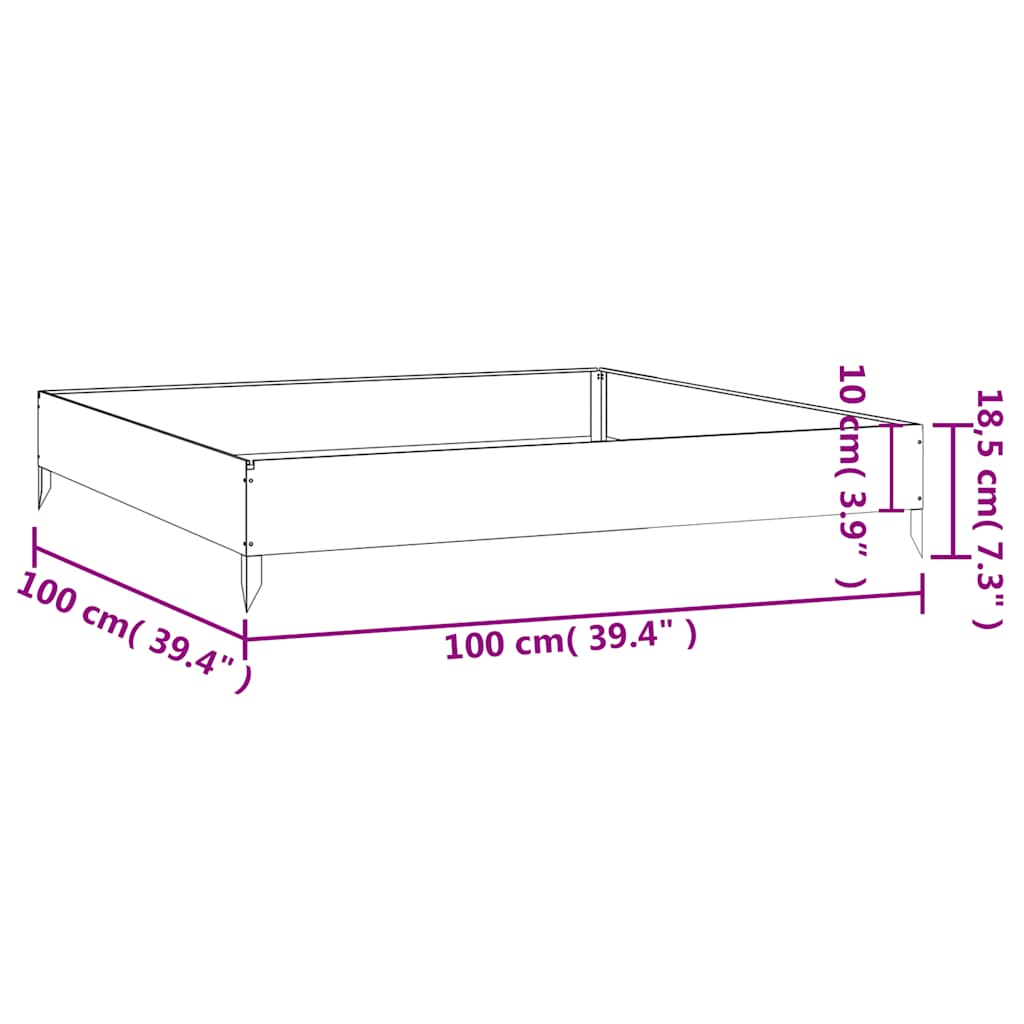 vidaXL Ζαρντινιέρα 100 x 100 x 18,5 εκ. από Ατσάλι Σκληρυθέν στον Αέρα