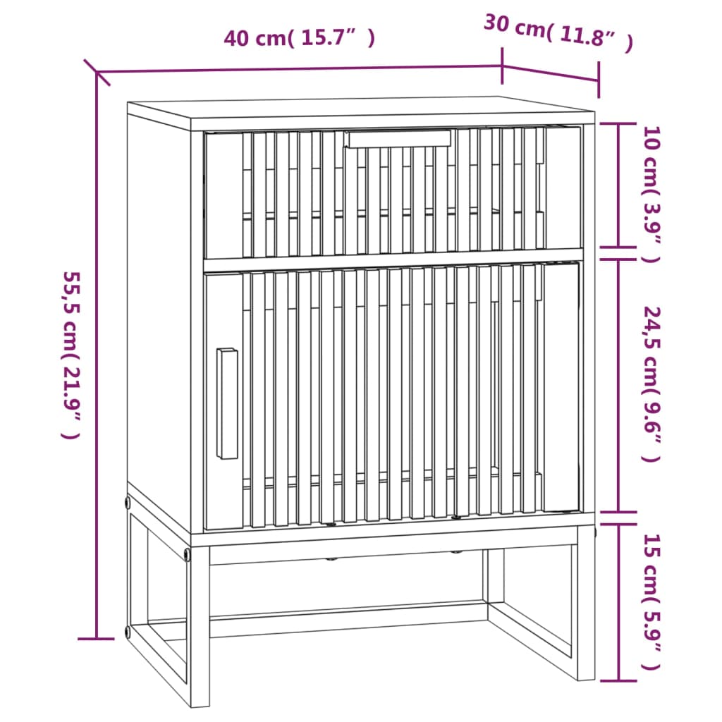 vidaXL Κομοδίνα 2 τεμ. Λευκά 40x30x55,5 εκ Επεξεργασμένο Ξύλο & Σίδερο