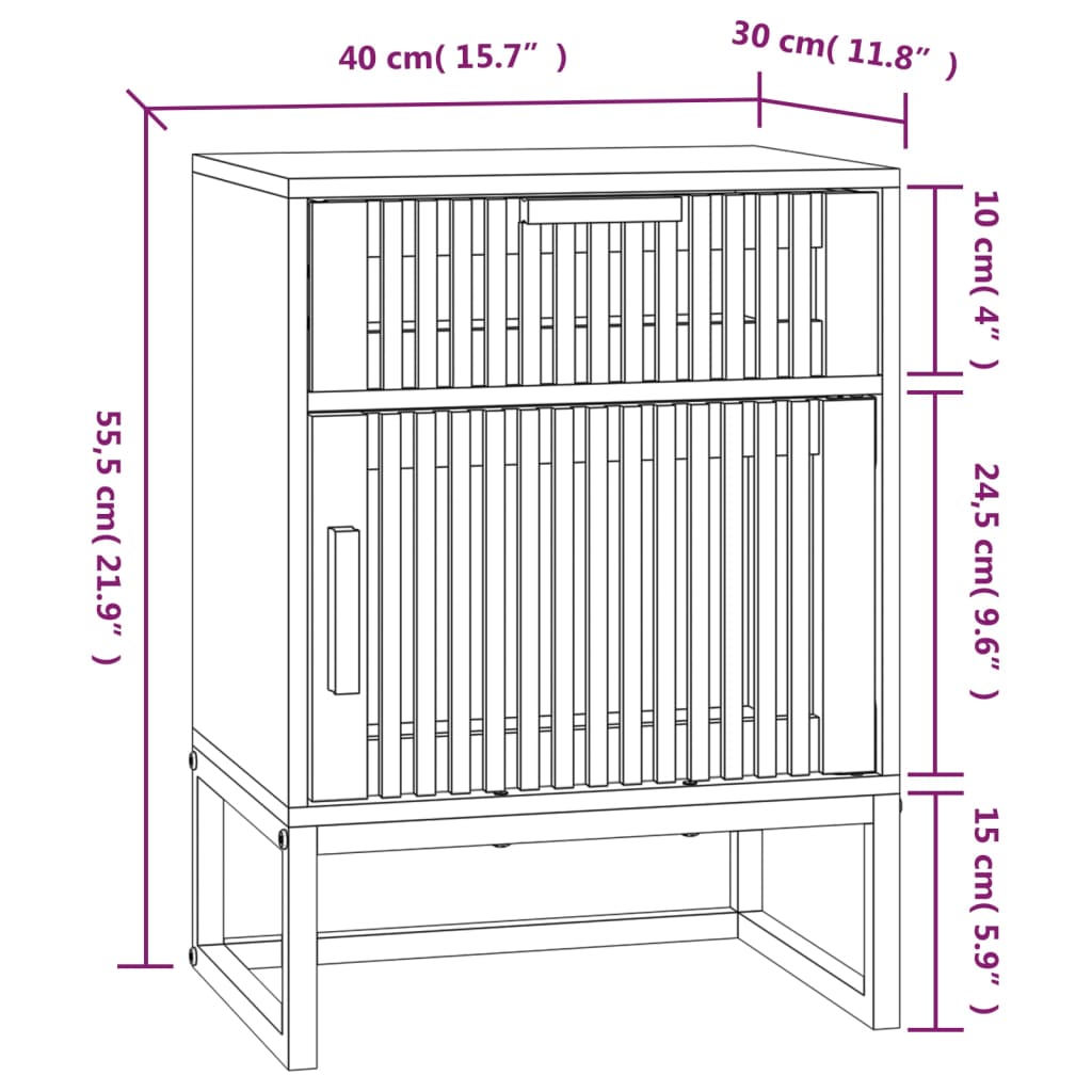 vidaXL Κομοδίνα 2 τεμ. Μαύρα 40x30x55,5 εκ Επεξεργασμένο Ξύλο & Σίδερο