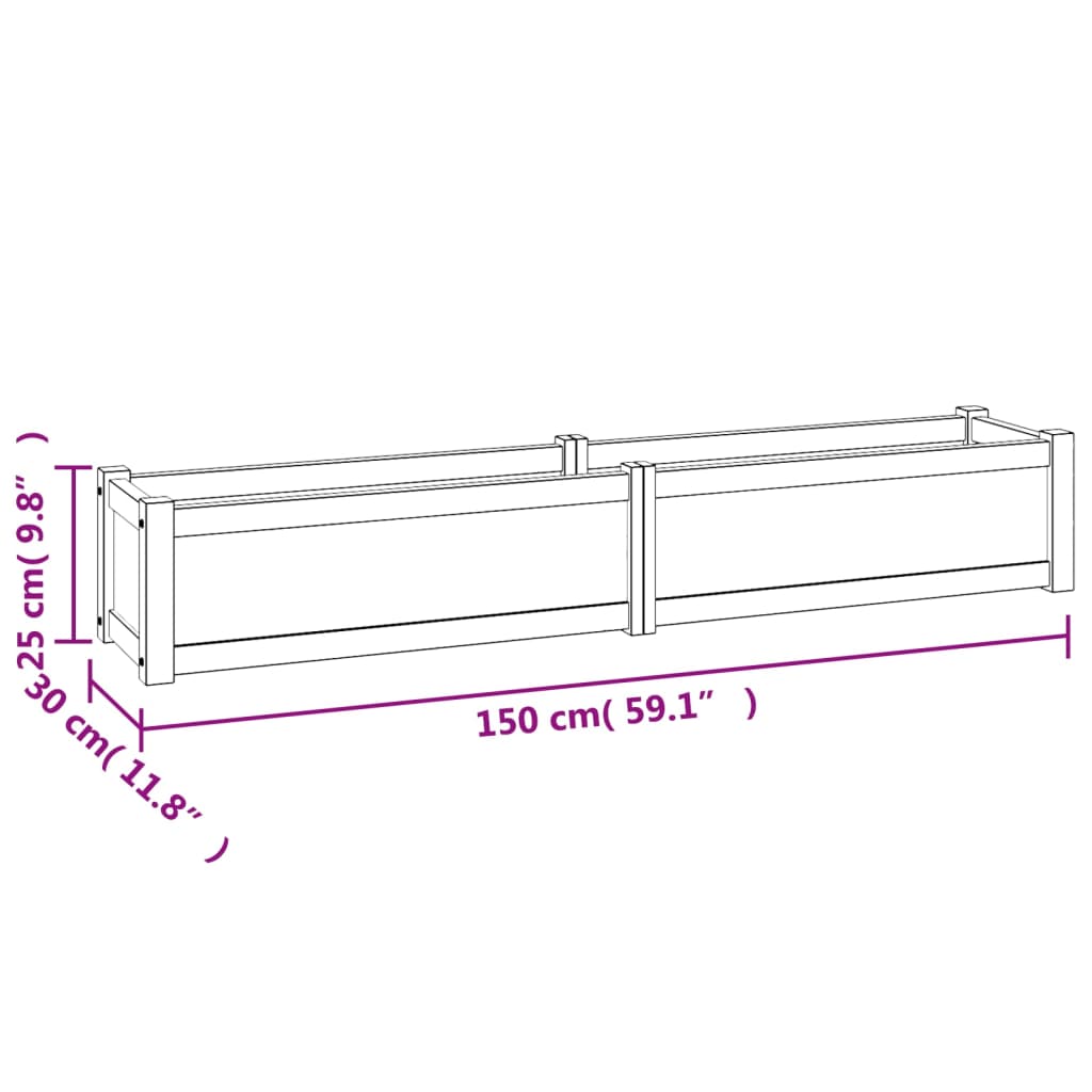 vidaXL Ζαρντινιέρα Υπερυψωμένη 150 x 30 x 25 εκ. από Μασίφ Ξύλο Teak